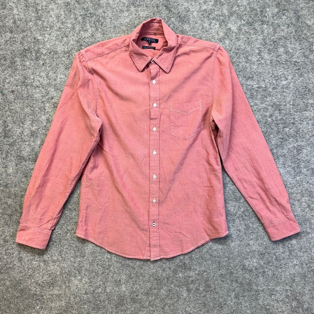 Angelo Litrico Button Down Shirt‎ Mens P Red Cotton Micro Diamond Long S